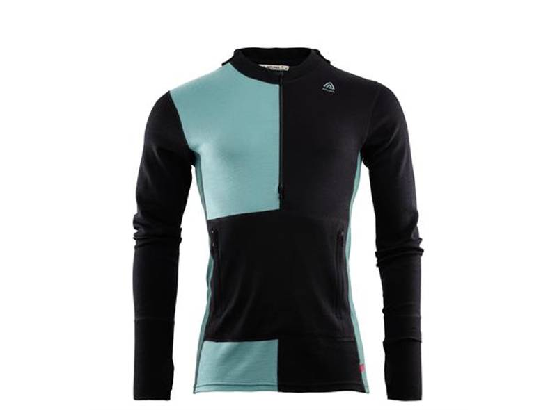 Aclima WarmWool hoodsweater w/zip M's Jet Black / North Atlantic