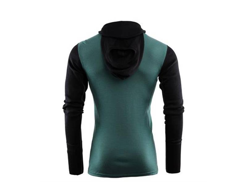 Aclima WarmWool hoodsweater w/zip M's Jet Black / North Atlantic